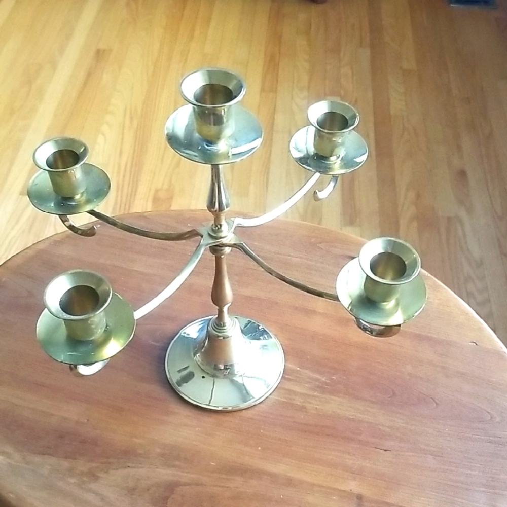 Brass Trumpet-Style Candle Holders with Flared Tops